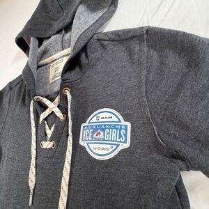 Colorado Avalanche Ice Girls Lace up Hooded Sweatshirt Grey Women Small Hockey